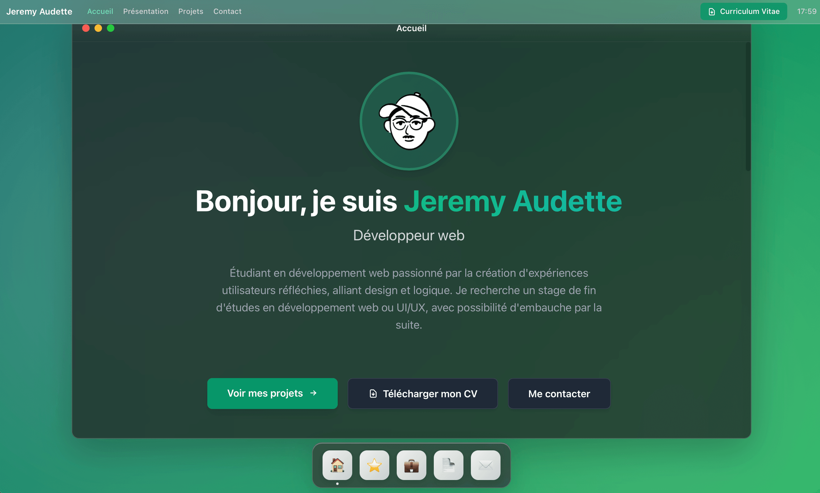 Aperçu 1 du projet Portfolio